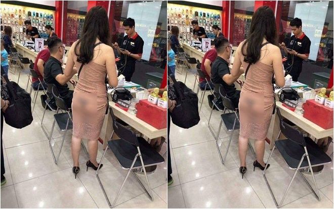 Chụp ảnh cô gái ăn mặc phản cảm ở cửa hàng điện thoại nhưng chính 'chủ post' lại trở thành đối tượng bị ném đá