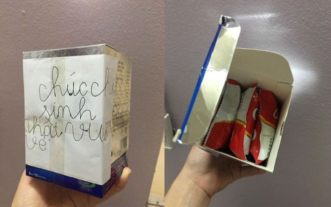Xúc động hộp quà sinh nhật của cậu bé lớp 1 tự tay chuẩn bị, nắn nót viết lời chúc tặng chị gái nhân dịp sinh nhật