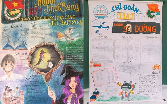 Đem truyện Harry Potter vào tạo hình cho báo tường mừng 20/11 và trào lưu khoe bích báo độc lạ