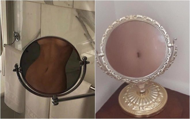 Khi bạn muốn dùng gương để khoe eo giống Ngọc Trinh nhưng chợt nhận ra 'bánh mỳ' và 'con kiến' khác nhau quá xa