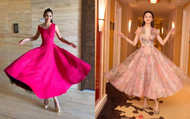 Tiểu Vy khôn khéo khi bắt chước kiểu tạo dáng 'thương hiệu' của Hoa hậu Hương Giang