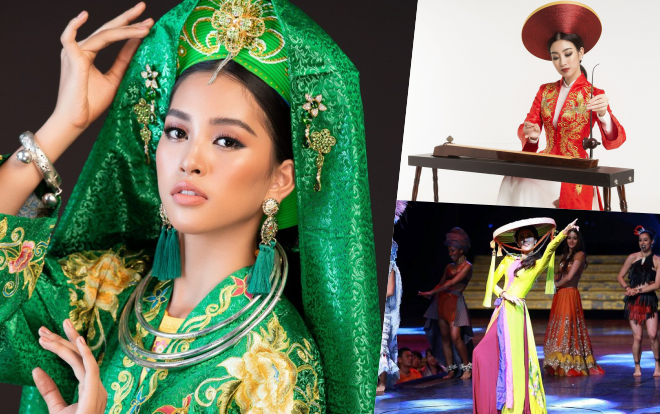 'Đọ level' của Lan Khuê, Mỹ Linh và Tiểu Vy trong phần thi tài năng tại đấu trường Miss World