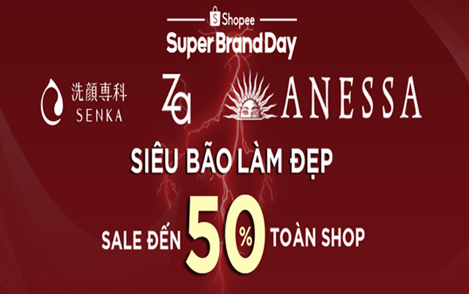Sale đến 50% sản phẩm từ các thương hiệu của Shiseido C&PC như Senka, Za và Anessa trên Shopee