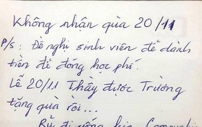 Thầy giáo 'trường người ta' tuyên bố không nhận quà ngày 20/11 với lý do hết sức đáng yêu