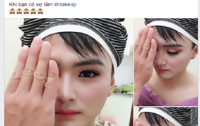 Sốt rần rần với màn trang điểm của cô nàng biến chồng thành anh chàng mặt xinh như hoa