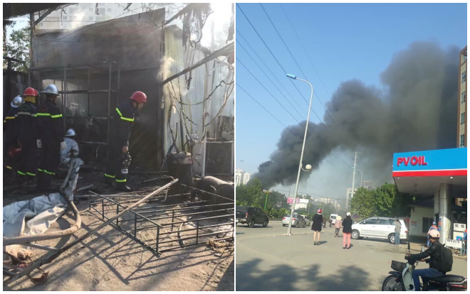 Cháy lớn khu lán trại công nhân tại Hà Nội, nhiều đồ đạc bị thiêu rụi