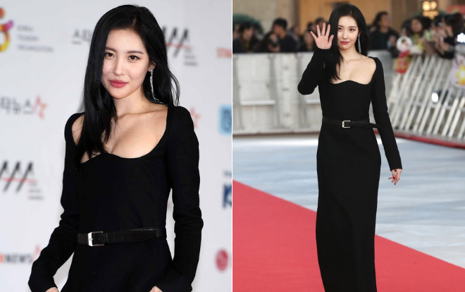 Sunmi nổi bần bật trên thảm đỏ AAA 2018 với chiếc váy hở bạo khoe trọn vòng một