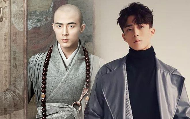 Dù có tóc hay cạo trọc để làm nhà sư Pháp Hải trong phim mới, Bùi Tử Thiêm vẫn luôn đẹp trai rạng ngời