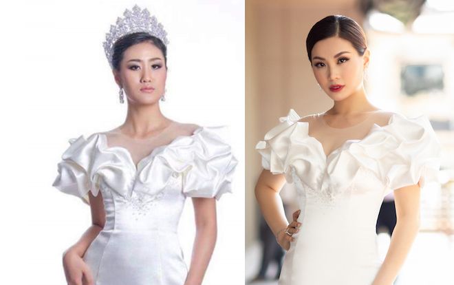 Vừa gây sốt với trang phục độc dị, Hoa hậu Hoàn Vũ Lào lại đụng hàng Diễm Trang