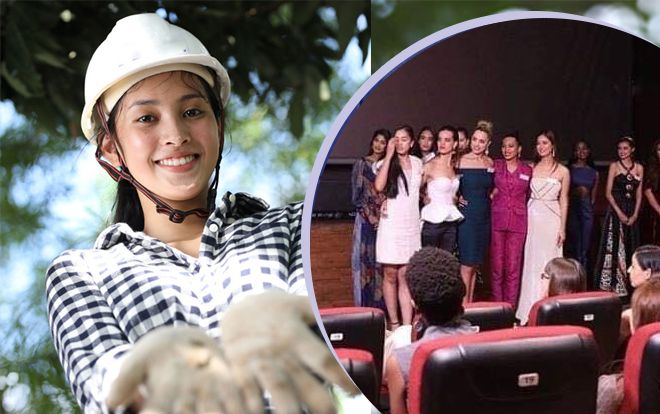 Dù không phải là 'tiếng mẹ đẻ' nhưng Tiểu Vy vẫn dốc hết sức dùng Tiếng Anh để truyền cảm hứng