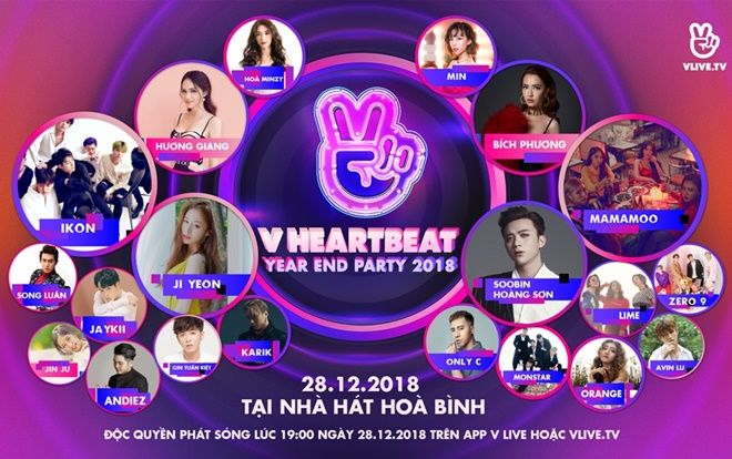 Noo Phước Thịnh, Vũ Cát Tường và Soobin Hoàng Sơn cùng góp mặt trong một hạng mục đề cử giải thưởng của V HeartBeat Year End Party 2018