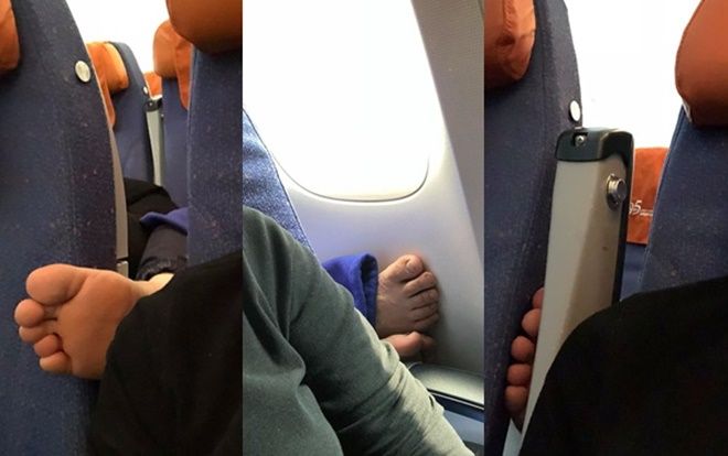 Cô gái trẻ bức xúc vì gặp hành khách vô ý thò chân lên phía trước khi đi máy bay, nhắc đi nhắc lại vẫn trơ mặt