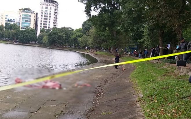 Bàng hoàng phát hiện thi thể nam giới nổi dưới hồ Thiền Quang trong ngày giá rét