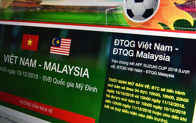 Xuất hiện website bán vé AFF Cup 2018 giả mạo có giao diện giống hệt hệ thống của VFF