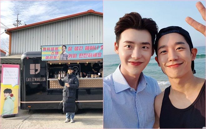 Lee Jong Suk gửi xe cà phê ủng hộ phim mới của Jung Hae In và Kim Go Eun