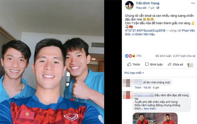 Tiết lộ đồng đội đều khỏe và đầy năng lượng, Đình Trọng ấp ủ hi vọng giành được 'giấc mơ vàng' trong trận chung kết AFF Cup 2018