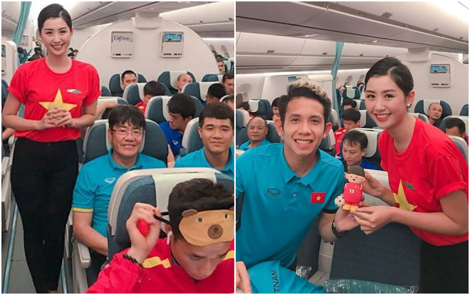 Người đẹp truyền thông bất ngờ xuất hiện trên chuyến bay về Việt Nam cùng đội tuyển U23, vì lí do này…