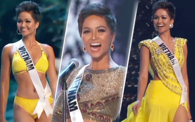 Người hâm mộ hô vang 2 từ ‘Xuất sắc’ dành cho H’Hen Niê trong bán kết Miss Universe 2018