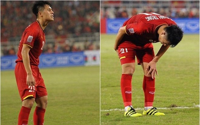 Loạt ảnh chứng minh Đình Trọng đã 'lừa dối' cả triệu CĐV nén đau để đứng dậy thi đấu tiếp