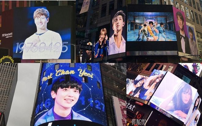 Loạt hình ảnh khiến fan Kpop nức lòng: Idol Hàn Quốc 'nổi bần bật' giữa quảng trường New York Times