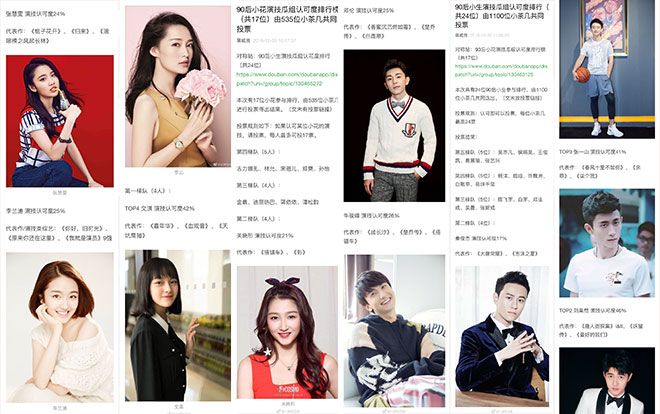 Bảng đánh giá diễn xuất của tiểu hoa, tiểu sinh thế hệ sau 1990 do Douban đưa ra