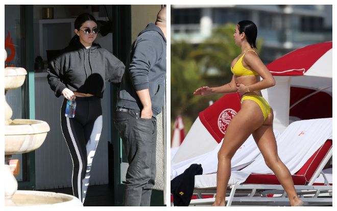 Dua Lipa diện bikini lộ body đẫy đà bên bãi biển, Selena đen kín mít tập thể dục một mình