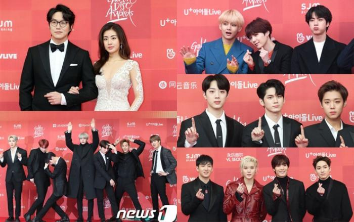 Kang Sora quyến rũ, BTS - Wanna One và Nu'est W điển trai trên thảm đỏ 'Golden Disc Awards 2019'