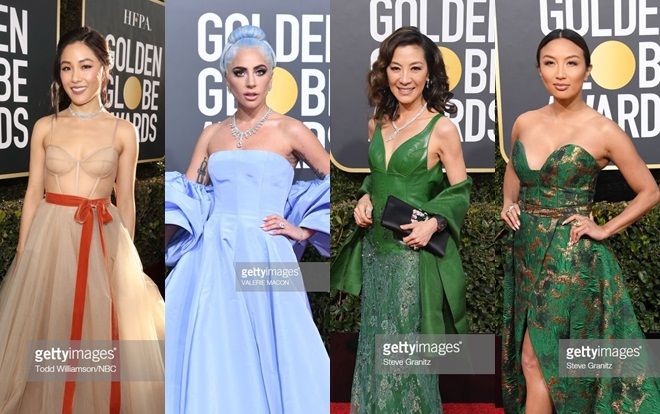 Thảm đỏ 'Quả Cầu Vàng 2019': Lady Gaga - Dương Tử Quỳnh nổi bật, mỹ nhân gốc Việt khoe vòng một khủng