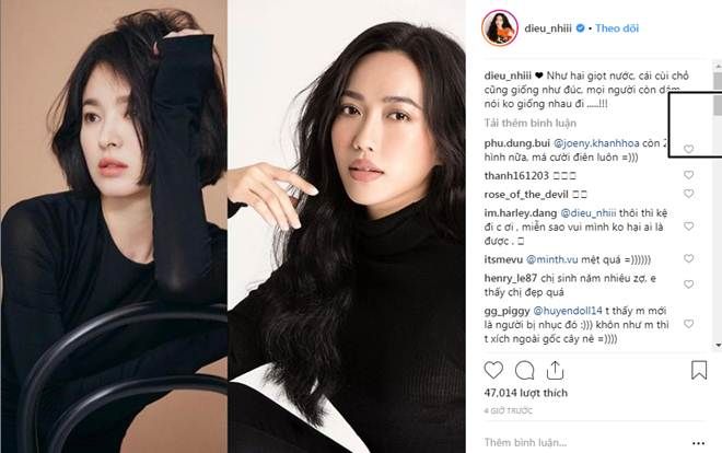 Hết Thu Trang đến lượt Diệu Nhi gây 'war' khi so kè nhan sắc của mình với Song Hye Kyo