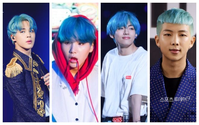 BTS khiến fan 'té ngửa' khi thay phiên nhau nhuộm màu tóc xanh nước biển