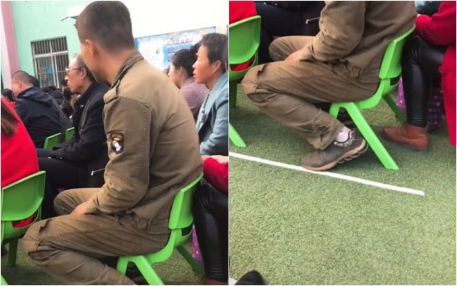 Cảm động hình ảnh người cha quần áo dính đầy bụi bẩn tới trường họp phụ huynh cho con