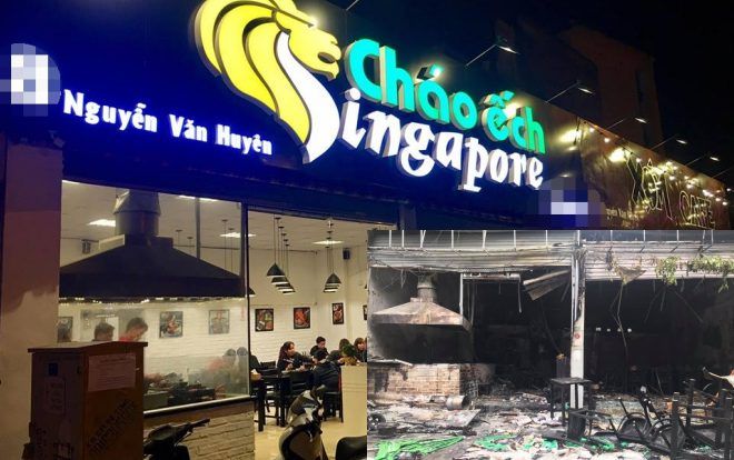 Cận cảnh hiện trường quán cháo ếch Singapore ở Hà Nội cháy rụi sau hoả hoạn