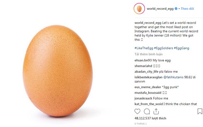 Bức ảnh quả trứng có điều gì lạ khi lập kỷ lục 'bức ảnh được nhiều lượt thích nhất trên Instagram'?