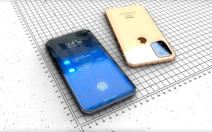 iPhone 11 đẹp miễn chê với thiết kế giống iPad Pro, vân tay dưới màn hình và 3 camera sau