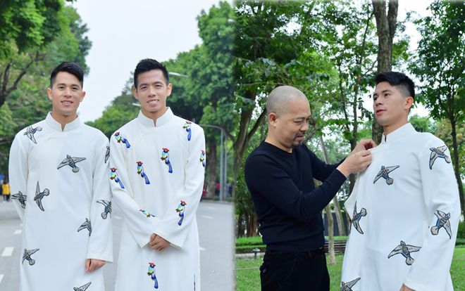 Quá quen với quần đùi áo số, Đình Trọng, Văn Quyết gây bất ngờ khi diện áo dài
