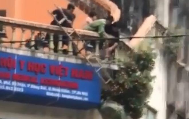 Clip cả nhà loay hoay kéo quất cảnh lên tầng cao và cái kết… mất Tết