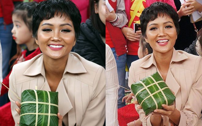 Lần đầu gói bánh chưng, H'Hen Niê đặt câu nói 'gây bão' tại Miss Universe vào trẻ em nghèo