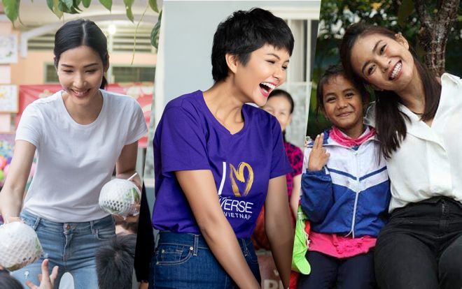 Mâu Thủy - Hoàng Thùy - H'Hen Niê 'chia ba xẻ bảy' đi làm từ thiện: 'Mỗi người một vẻ, mười phân vẹn mười'