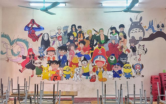 'Lớp người ta' đoàn kết vẽ bức tranh khổng lồ toàn nhân vật kỉ niệm tuổi thơ, tri ân lớp học cũ