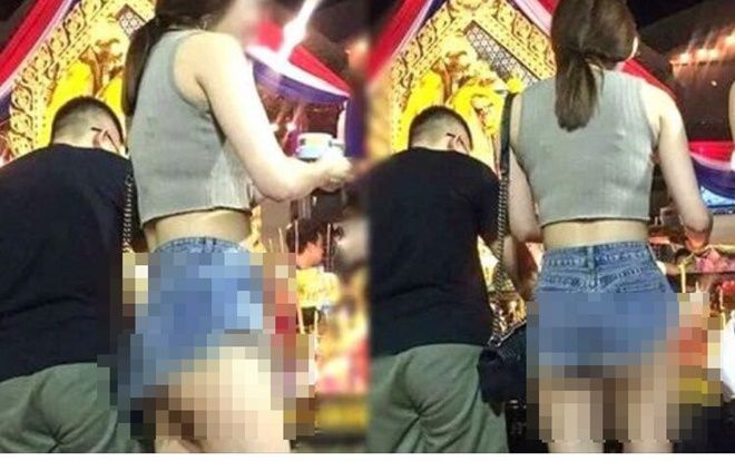 Đi lễ chùa đầu năm, cô gái diện đồ 'mát mẻ' khiến dân mạng phẫn nộ