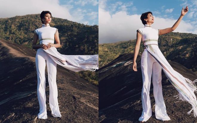 H'Hen Niê diện lại chiếc áo dài thổ cẩm từng 'càn quét' ở Miss Universe để du Xuân