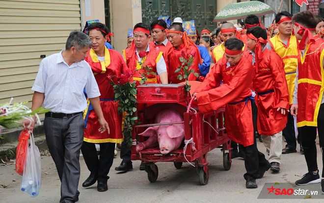 Hàng trăm người dân kéo đến đình làng ở Bắc Ninh xem chém lợn