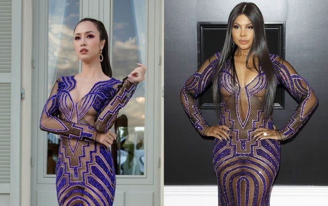 Diện đầm trong suốt khoe 90% cơ thể, danh ca Unbreak My Heart đụng độ mỹ nhân Việt