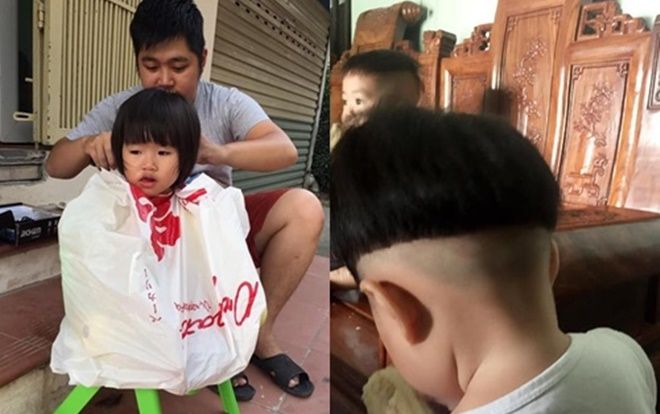 Cô con gái 3 tuổi khóc thét, không dám đi học vì quả đầu bát úp mà bố cắt cho 'không thể men lỳ hơn'