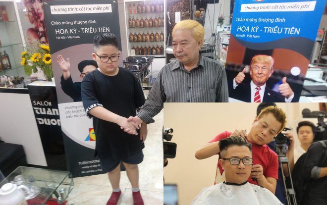 Người Hà Nội thích thú kéo đến cắt miễn phí kiểu tóc giống Tổng thống Donald Trump và Chủ tịch Kim Jong-un, chủ salon nói gì?