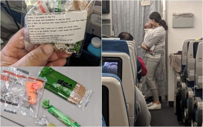 Lo con nhỏ 4 tháng tuổi khóc làm ảnh hưởng đến mọi người trên máy bay, người mẹ đã có hành động cực đáng yêu khiến ai cũng phải mỉm cười