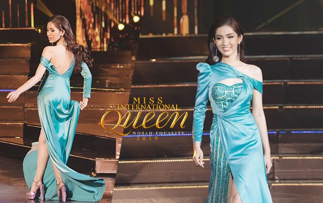 CLIP: Nhật Hà xử lý sự cố vấp váy dạ hội, xoay người 360 độ đẹp mắt tại Bán kết MIQ 2019