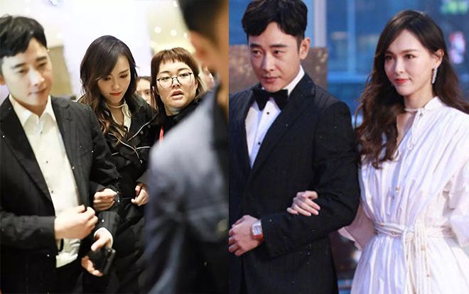 Khoác tay La Tấn vô cùng ngọt ngào nhưng Đường Yên lại khiến khán giả chú ý khi liên tục che bụng