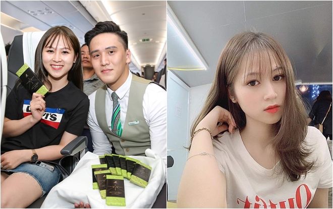 Cô bạn bỗng nổi tiếng chỉ sau bức ảnh tươi cười rạng rỡ bên nam tiếp viên hàng không trên máy bay đúng ngày 8/3