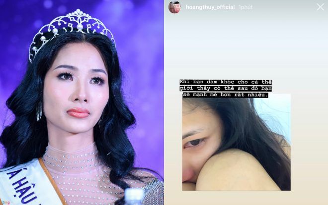 Hoàng Thuỳ mắt đỏ hoe, tóc rối bời bật khóc, fan xót xa: Là ứng cử viên cho Miss Universe 2019 thật sự quá áp lực?